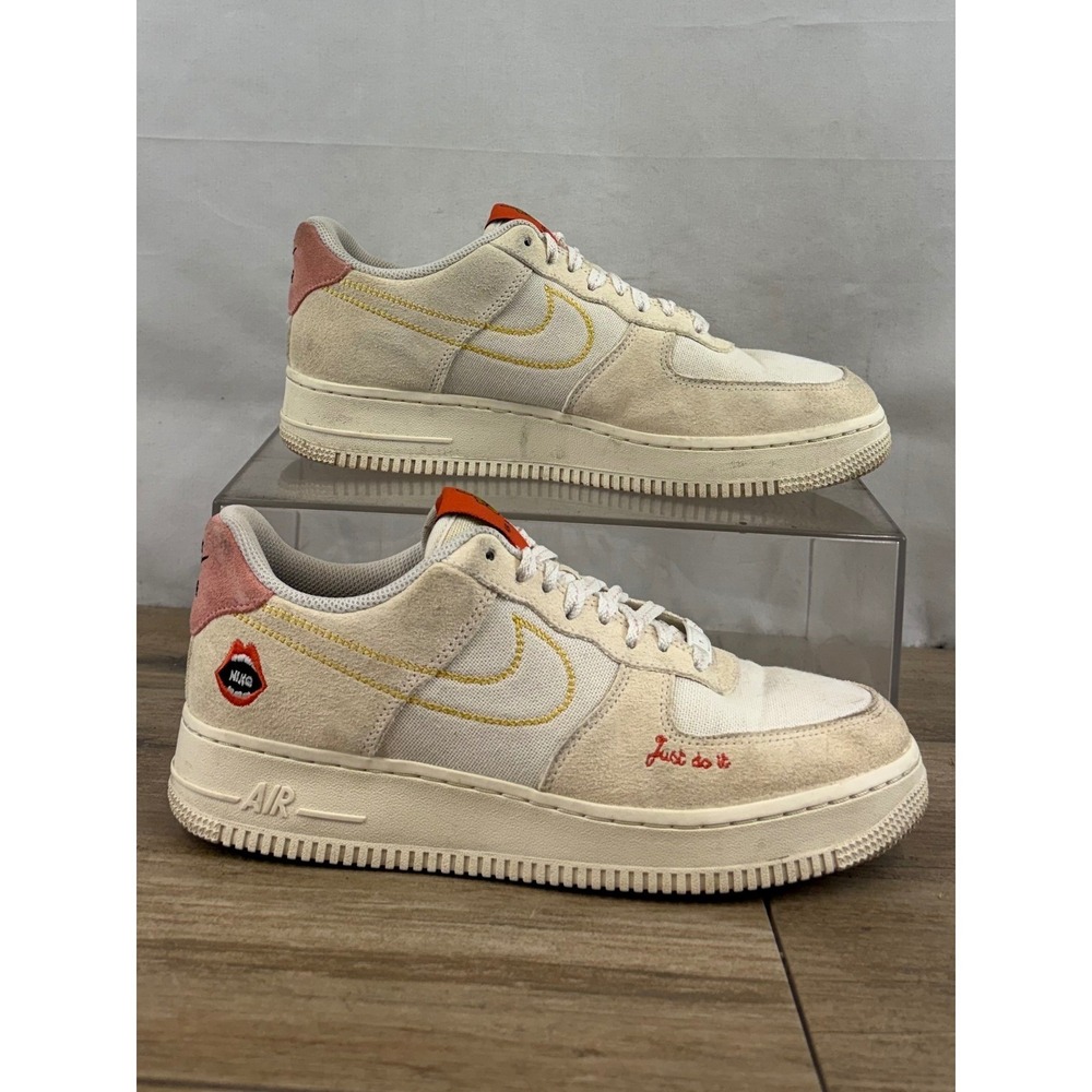 Nike Air Force 1 Low DQ7656 100 Women's Size 10 Beige Suede "Just Do It"